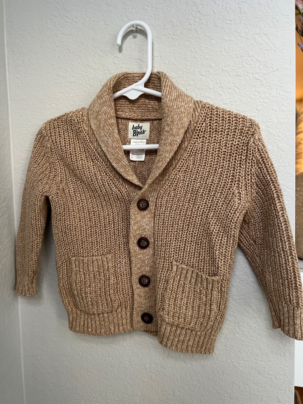 Baby B'gosh Tan Knit Collar Cardigan